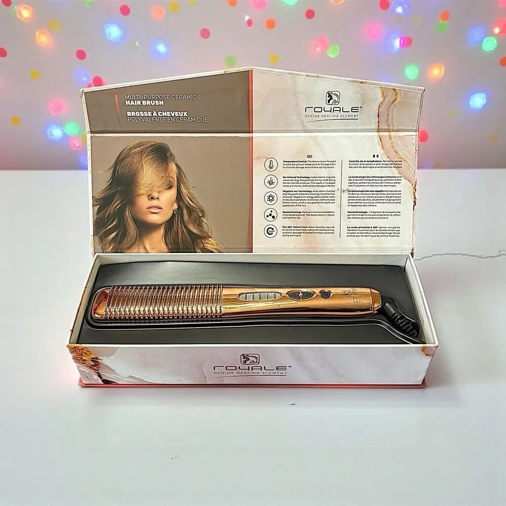Royale Multi-Purpose Ceramic Hair Brush in Glossy Rose Gold Brand New In Box